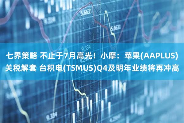 七界策略 不止于7月高光！小摩：苹果(AAPLUS)关税解套 台积电(TSMUS)Q4及明年业绩将再冲高
