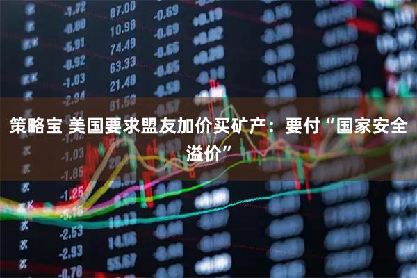 策略宝 美国要求盟友加价买矿产：要付“国家安全溢价”