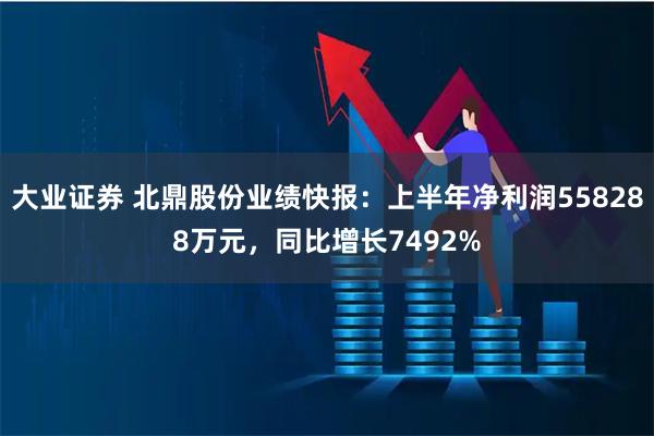 大业证券 北鼎股份业绩快报：上半年净利润558288万元，同比增长7492%